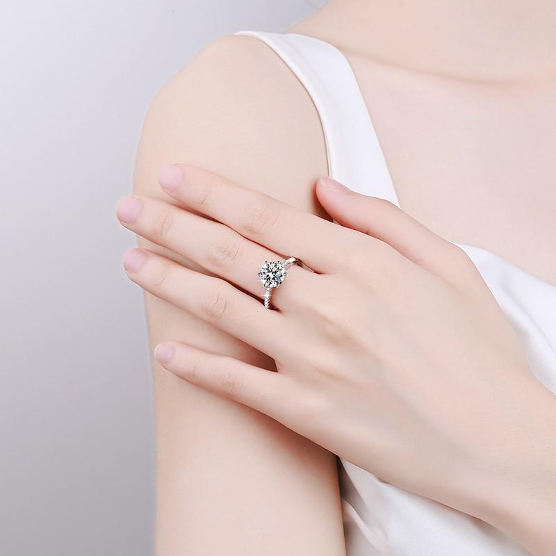 Кольцо с муассанитом цвета D 1 карат, женское кольцо, серебро 925 пробы, позолоченное кольцо pt950, модное обручальное кольцо с бриллиантом, обручальное кольцо, подарок для подруги