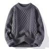 Men's Winter Cable Knit Sweater: Casual, Solid Color, Light Mature Style, Round Neck Pullover.