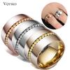 14mm Width Classic Crystal Wedding Ring Stainless steel Jewelry Ring For Women Gift