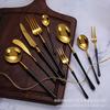 Набор столовых приборов из нержавеющей стали Holy Fire черного и золотого цвета: Нож, Вилка, Ложка для Западной кухни
