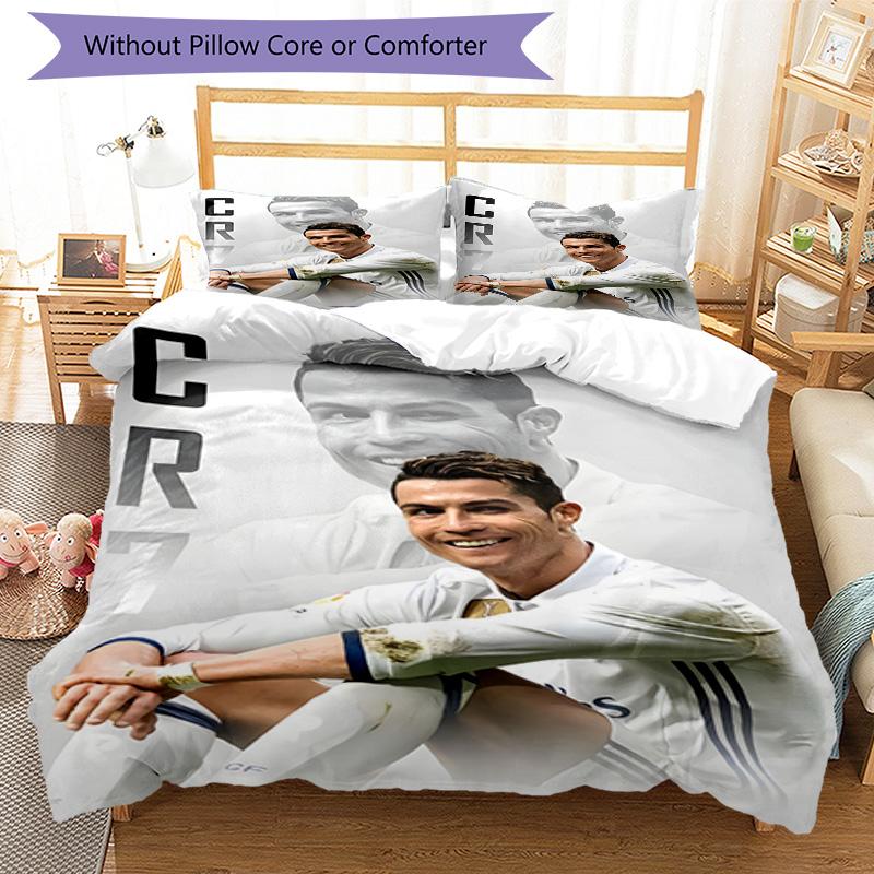 3pcs Number 7 Soccer11 Design Cover Set - HD Printed Bedding with 1 Cover and 2 Pillowcases - Perfect for Home and Dorm Decor