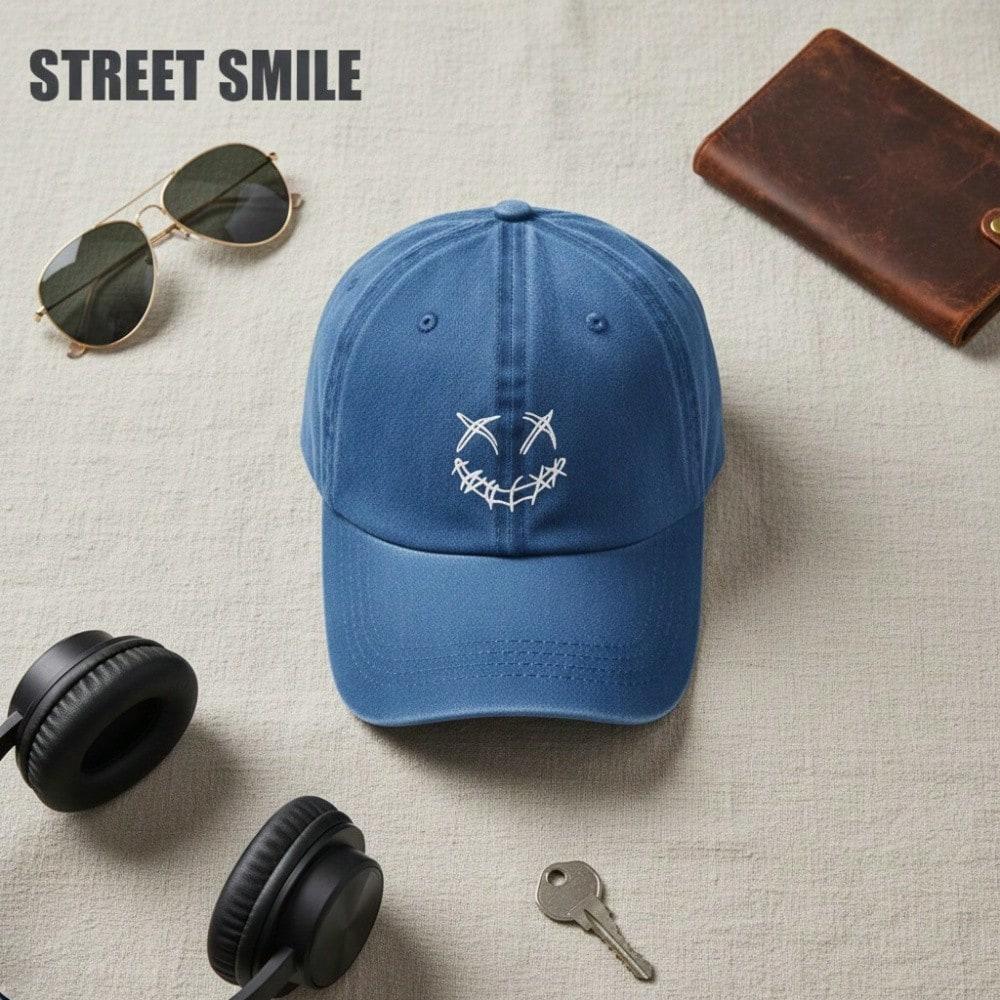 Streetwear Baseball Hat - Xoxo Smile Graphic Print Adjustable Cap Breathable Curved Brim Polyester Style Casual Daily Wear For Teens Adults
