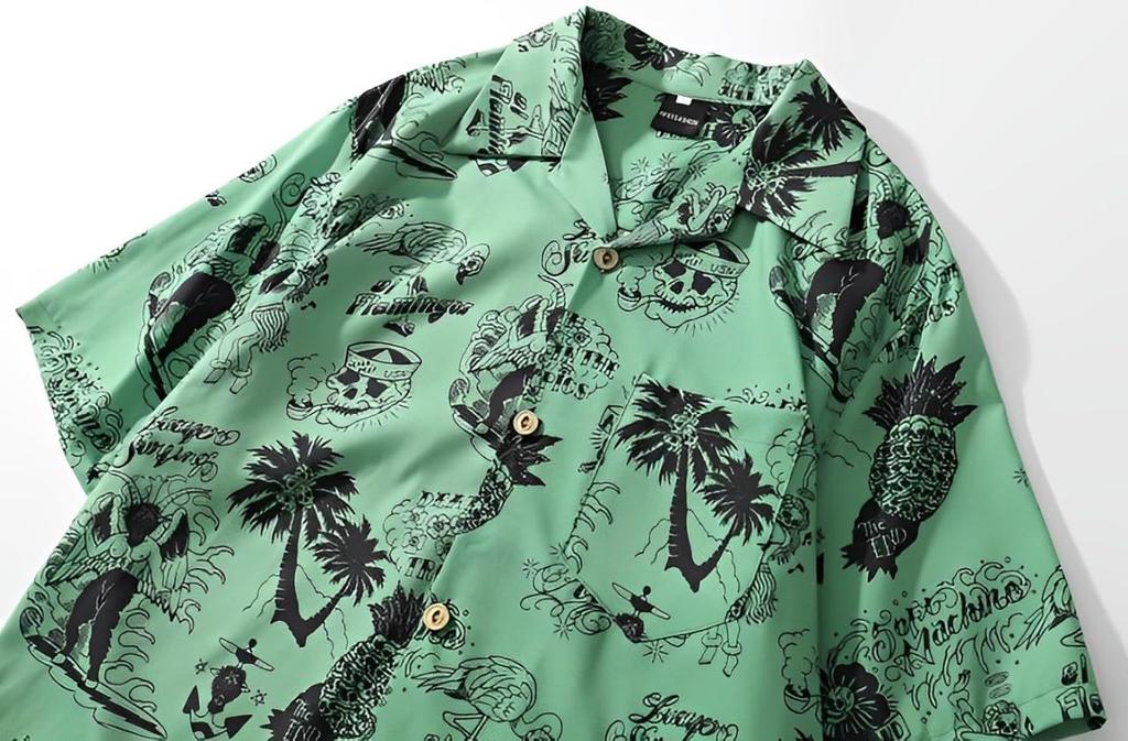Short Sleeve Aloha All Pattern Button Down Big Brother Fashionable Print Open Button Palm Floral Funny Ora Casual Loose Casual Open Slightly Badass