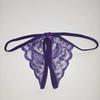 Кружевные стринги с открытой промежностью и бантиком - Сексуальные трусики Т-образной формы больших размеров