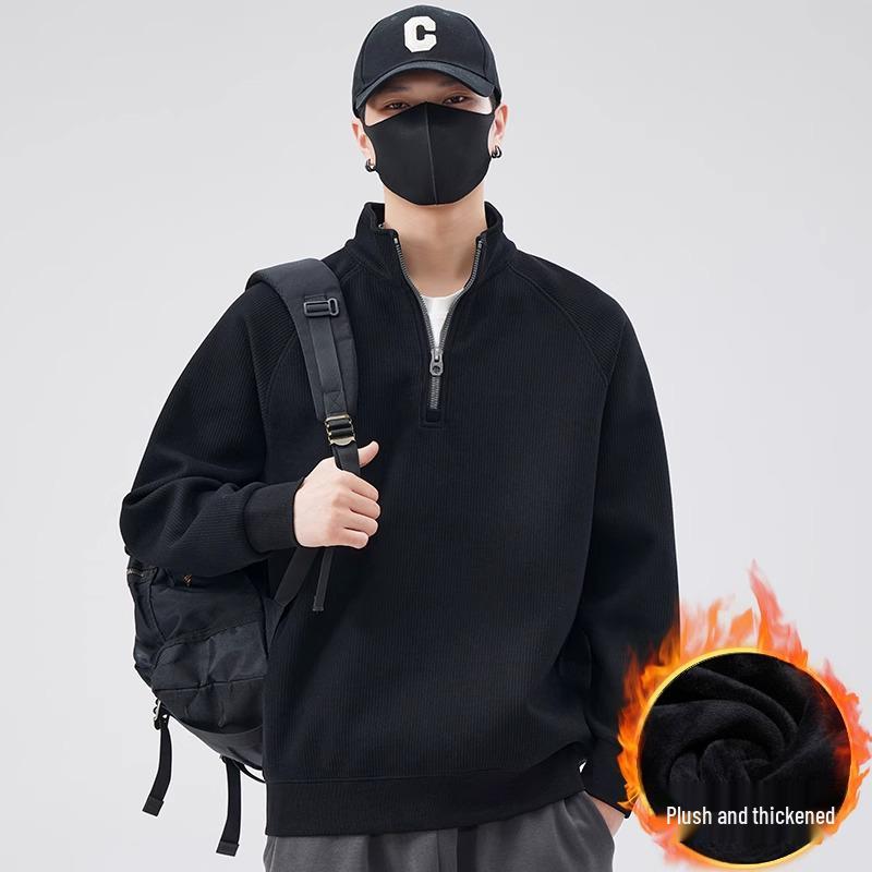 Мужская модная толстовка с полумолнией и стойкой воротником - Весна/Осень Свободный крой Пуловер