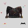 Female autumn and winter personality funny clown knitted wool hat hand-woven color bald hat pullover hat shows small face