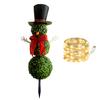 Christmas Snowman Topiary Artificial Snowman Shaped Topiary Tree with Bow And Hat Outdoor Boxwood Topiary with Stake for Home Porch Decor