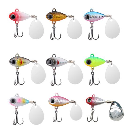10.5G/30MM VIB Fishing Lure with Treble Hook Spinning Sequin Long Casting Hard Artificial Spinner Bait Saltwater Freshwater Bass Walleye
