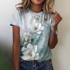 Женские 3D футболки на цветочную тематику, футболки с цветочным ботаническим принтом, базовые топы оверсайз с коротким рукавом, модная летняя одежда для женщин