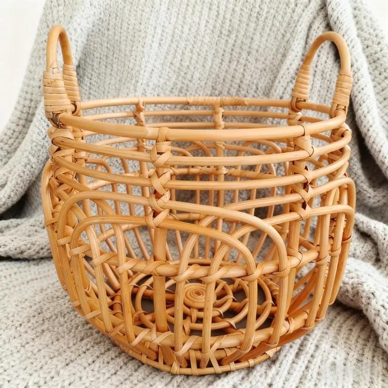 Retro Woven Basket 1pc Newborn Baby Photo Posing Props Doll Toy Assisted Tool Studio Photography Supply for Infant Boys Girls