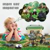 Mini Tudou 12pcs Safari Animal Figures Toys and 145x98cm Large Playmat Realistic Jumbo Jungle Wild Zoo Animal Figures Playset Includes Suitable for