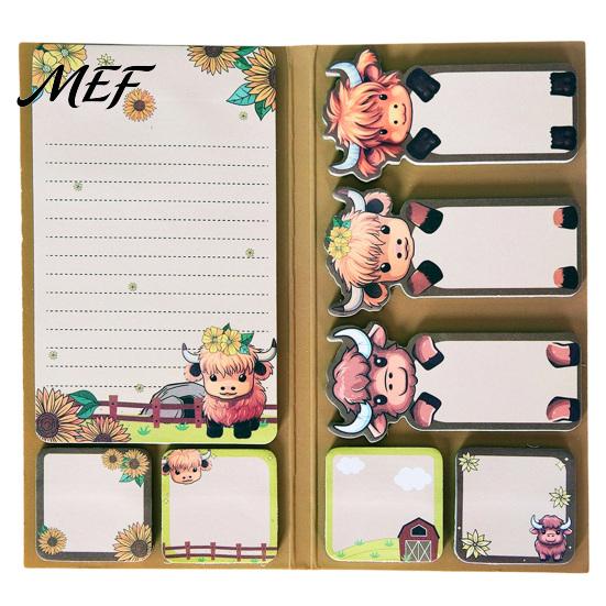 Desktop Organization Tools Highland Yak Shaped Sticky Notepads Set, Cute Cartoon Paper Memo Pads, Small Note Book Set Assorted Shapes And Sizes