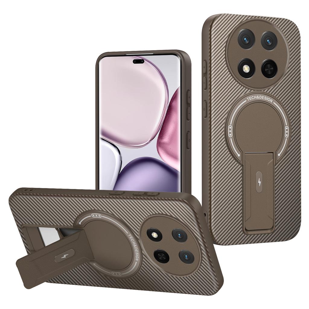 Чехол для телефона Honor X9c 5G/X60 Pro 5G/Magic7 Lite 5G с текстурой углеродного волокна, PC+TPU накладка с подставкой