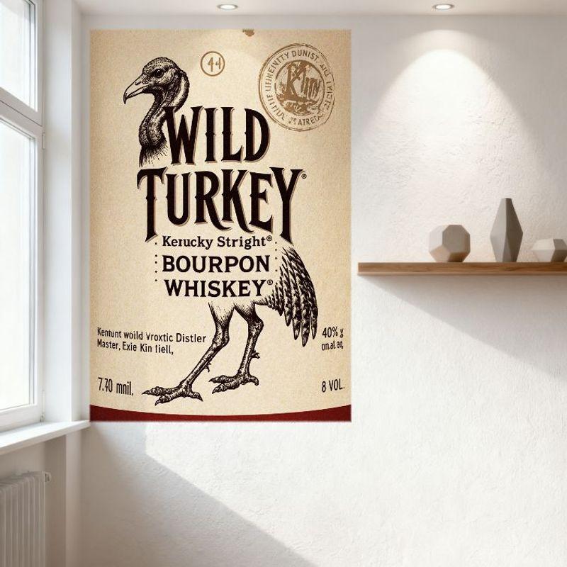 Wild Turkey Кентукки Прямой Бурбон Виски Винтажная Металлическая Табличка 750 мл 40% Об. Настенный Декор для Бара Паба Дома Кафе Мужской Пещеры Искусство Жесть
