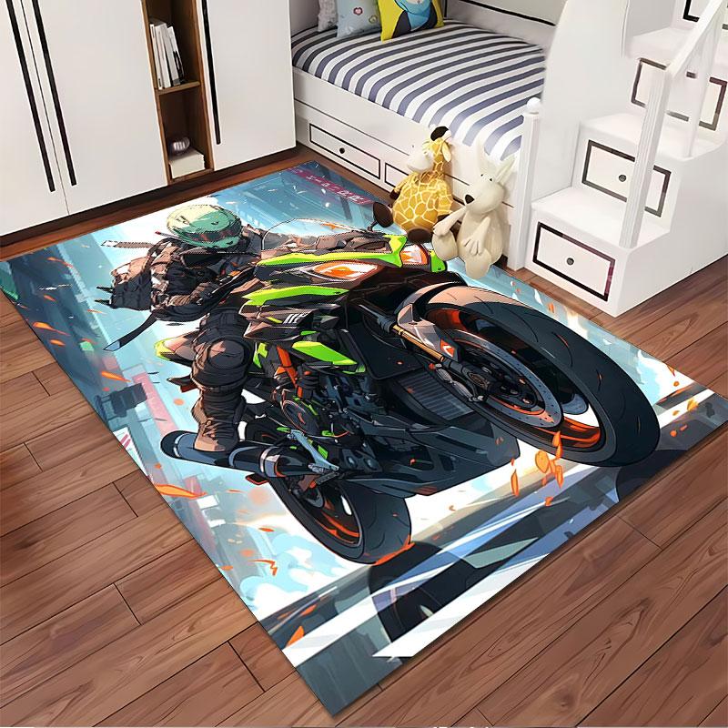 Speeding Bike Rider Design suitable as a non-slip mat for the living room or bedroom sofa