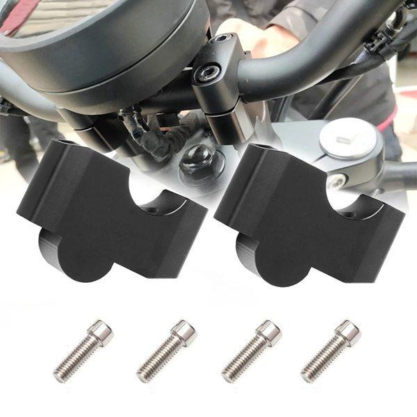 Motorcycle Black Metal Handlebar Riser and Stem Clamp Set
