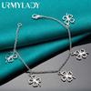 925 Sterling Silver Four Leaf Clover Bracelet For Woman Wedding Party Simple Charm Jewelry