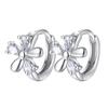 Yousheng Sweet Women Blossom Shape Cubic Zirconia Inlaid Huggie Earrings Party Jewelry