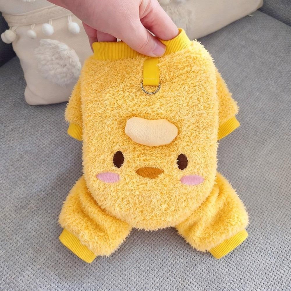 Теплый плюшевый комбинезон для собаки Уютный мультяшный четырехлапый плюшевый пальто Мягкий флис Животный узор Хлопковая куртка для собаки Осень Зима