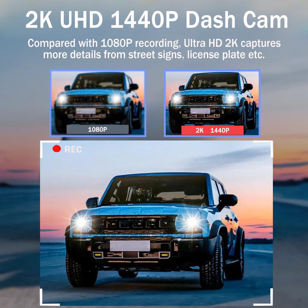 2K WiFi 1400P Мини Скрытая Видеорегистратор для Автомобилей с 1,5-дюймовым экраном Видеокамера на Приборной Панели Передний Регистратор Встроенный WiFi,Ночное Видение,WDR,Приложение