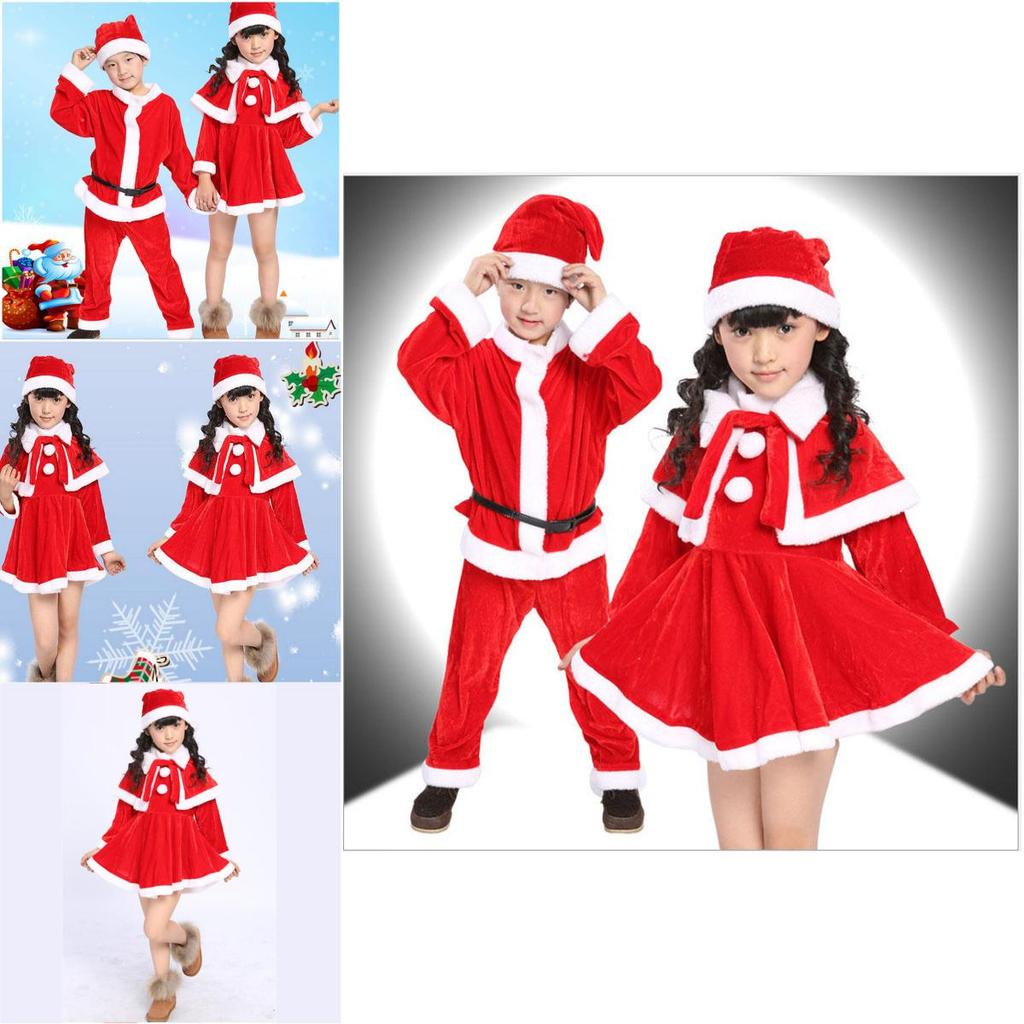 Premium Quality Velvet Kids Santa Claus Costume Red Christmas Outfit For Boys And Girls