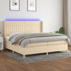 VidaXL Slat Bed Base with Mattress and LED, Upholstered Bed with Headboard, Double Bed, Adult Bedroom Bed, 3139066