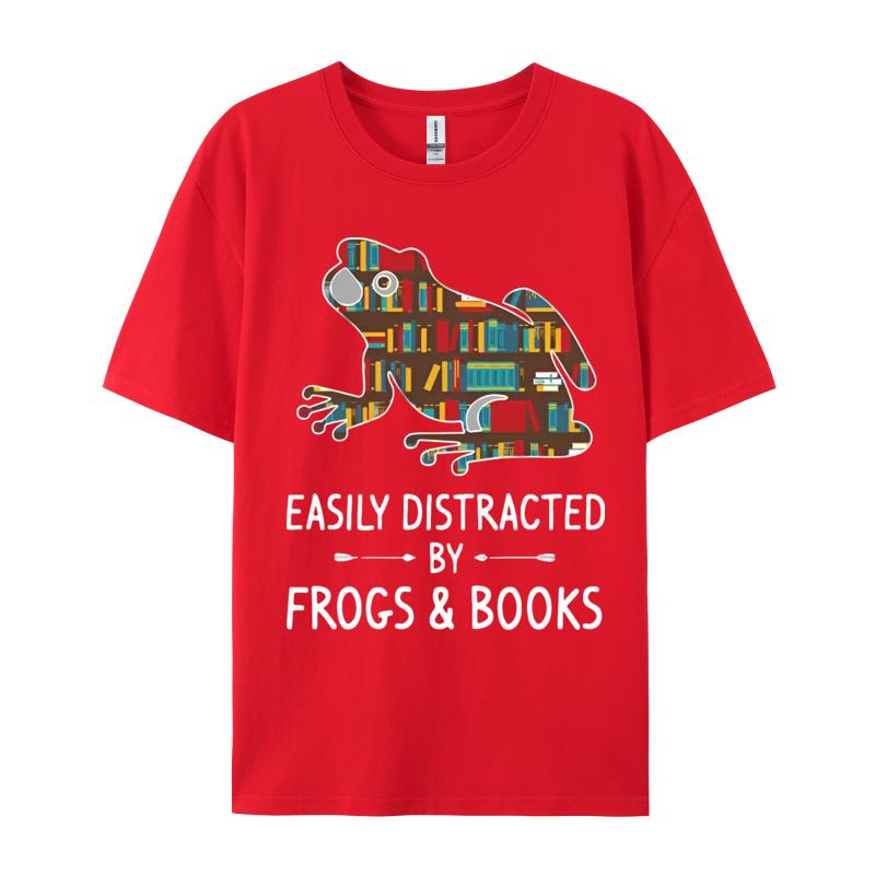 Easily Distracted By Frogs Books Love Unisex T Shirt Vintage Tee Shirt Male Tshirt O Neck TShirt 100 Cotton Party Clothes