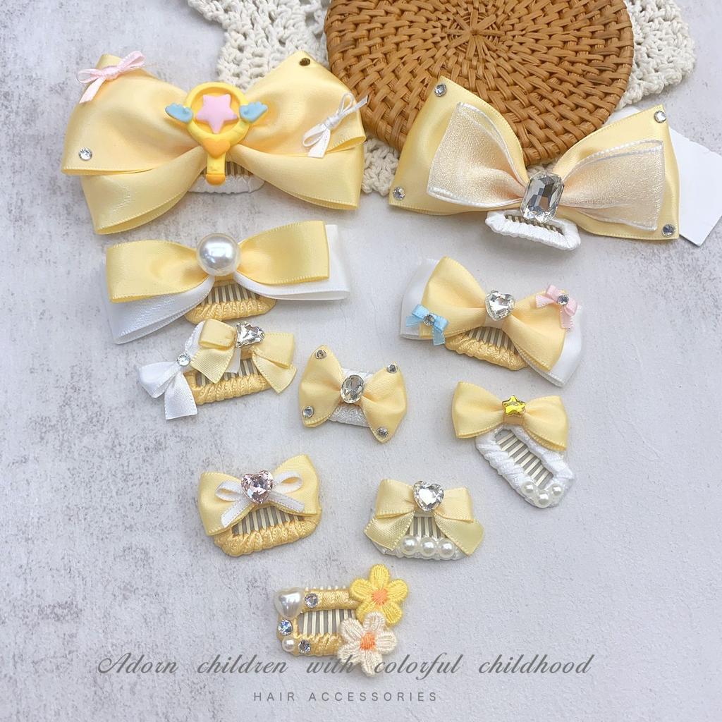 Pet Yellow Hair Clip Mini Hair BB Clips Yorkshire Marzis Dog Teddy Headwear Bow Diamond Pearl Hair Clip Puppy Accessories