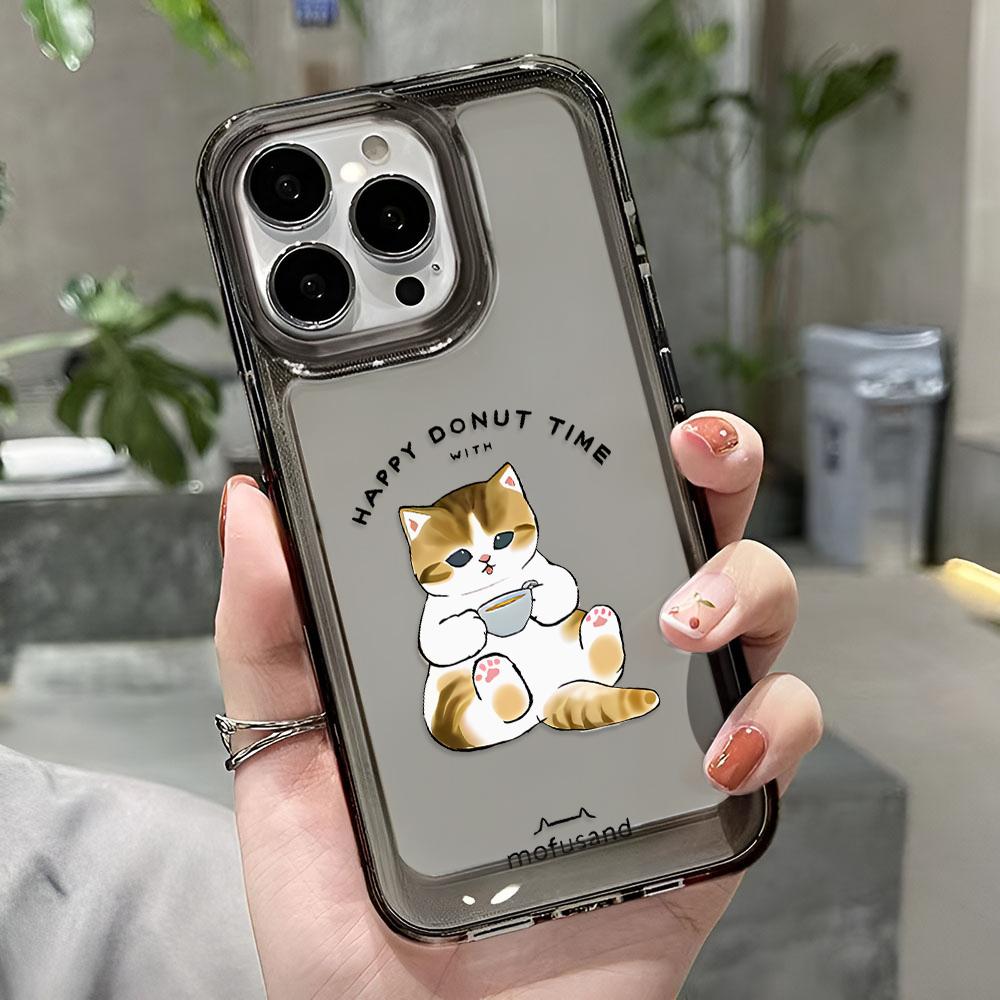 Чехол для телефона для iPhone 17 16 Pro Max 15 14 13 12 11 Plus 16 17 Мягкий чехол Кофейный кот Для iPhone Air Чехол