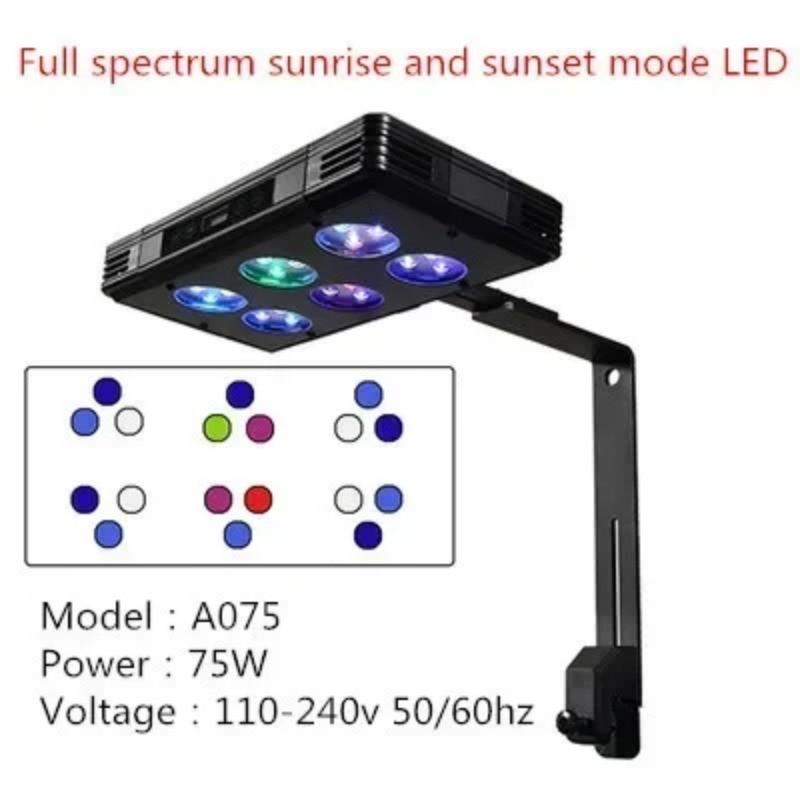 30 Вт 52 Вт 75 Вт Светодиодный аквариумный светильник Диммируемый Полный спектр Для выращивания кораллов Рифа Аквариумный светодиодный светильник Морской аквариум Система освещения кораллов