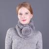 Зашифрованный утолщенный трехтрубный шарф женский осенне-зимний теплый большой меховой шарик меховой шейный шарф