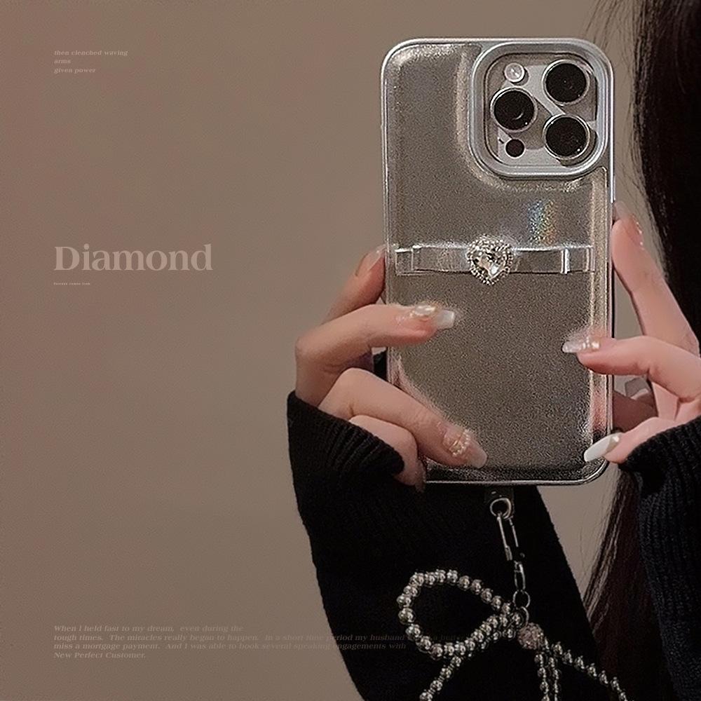 Трехмерная подвеска-цепочка в виде французского банта, подходит для чехла для мобильного телефона Apple 16, iPhone 14 Promax, темпераментный кожаный чехол 11, 13