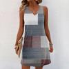 Women Summer Dresses V-Neck Print Sleeveless Sundress Casual Dress