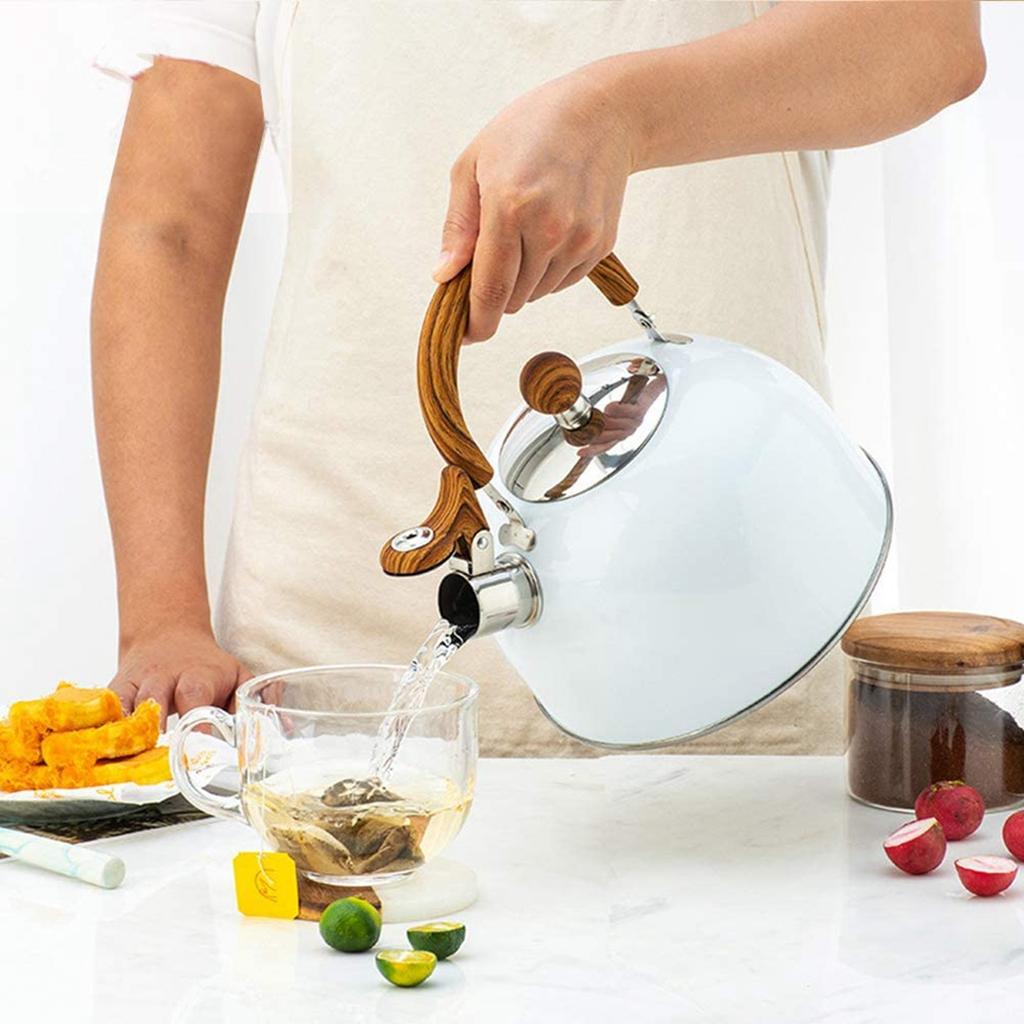 Чайник из нержавеющей стали, 2,5 л, чайник со свистком, бутылка для воды с деревянной термостойкой графической ручкой