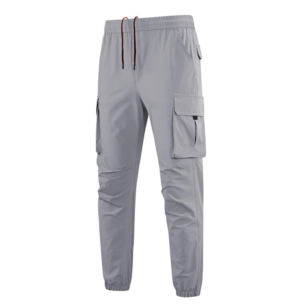 Men's Solid Color Multi-Pocket Cargo Pants Men's Casual Sports Trousers
