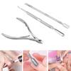 3Pcs Stainless Steel Cuticle Dead Skin Scissors Nail Art Spoon Pusher Scraper