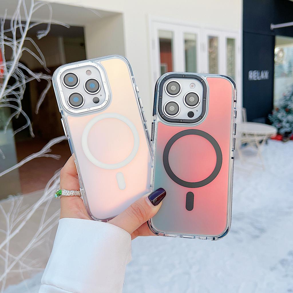 Для iPhone 16 Pro Max Чехол Совместимый с MagSafe Меняющий цвет ТПУ Акриловая Задняя крышка для телефона