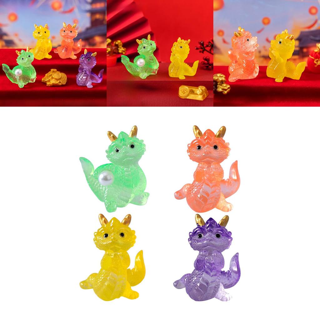 Cute Semi-transparent Lucky Dragon Resin Figurine Desk Ornament Blind Box Accessory