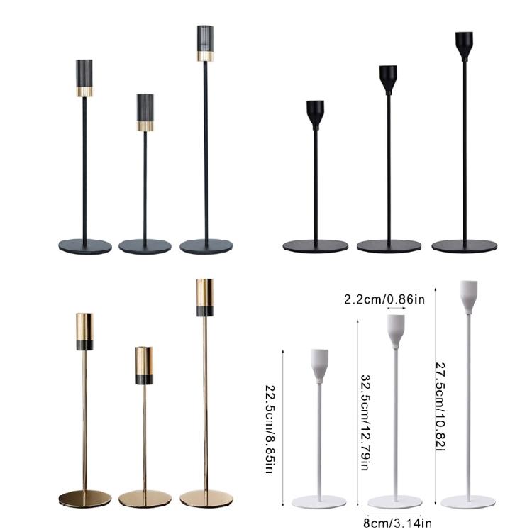 Набор железных подсвечников 3 штуки Французский тип Элегантные подставки для свечей для креативного привлекательного украшения пространства Элегантный