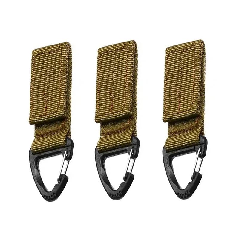 3pcs Tactical Hanging Buckle Nylon Molle Backpack Belt Buckle D-Shaped Outdoor Carabiner EDC Keychain Hook