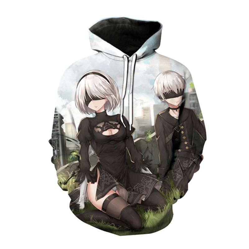 Толстовки с капюшоном Nier Automata, толстовка с 3D принтом аниме-игры для мужчин и женщин, модная толстовка большого размера, пуловер в стиле Харадзюку, пальто