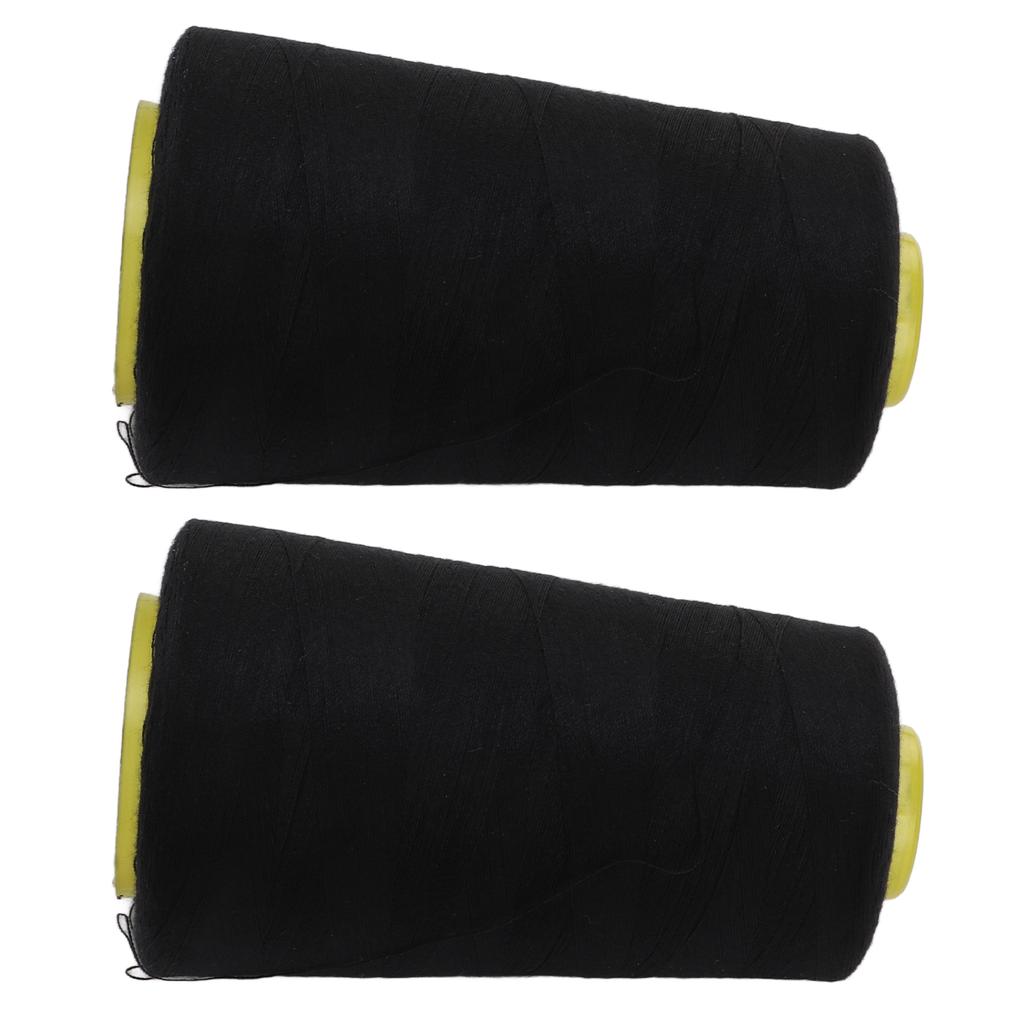 2Pcs 402 Serger Thread Premium Polyester Fray Resistant Fadeless Durable Sturdy Widely Used Black