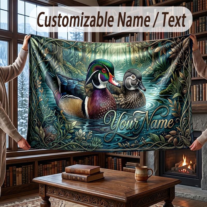 Floral Garden Theme Throw Blanket Custom Name Text Personalized Blanket Soft Cozy Blanket for Home Sofa Bed