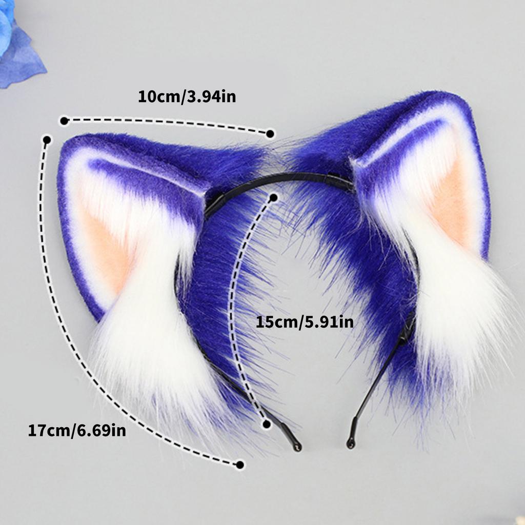 Blue Animal Ear Headband Halloween Lolita Maid Hairhoop Role Playing Hairdband Costume Accessories Cosplay Headpiece
