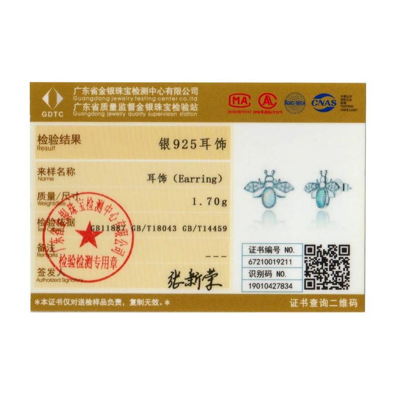 Bisaer Серьги-пчелы из стерлингового серебра 925 пробы с опалом и животными, милые серьги, подарок для девочки, ювелирные украшения, оригинальный дизайн