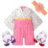JUST style Хакама комбинезон цветок Девочки Новорожденный Комбинезон Японская одежда Мальчики Девочки Розовый (с украшением) (90см, 2)