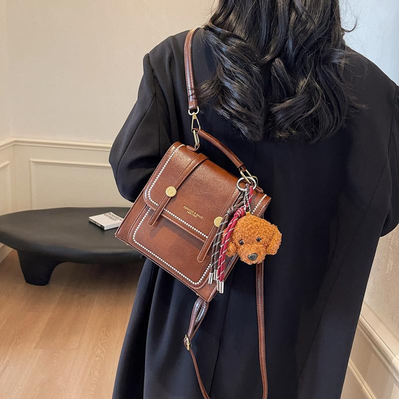 Niche Design Bag Women 2025 New Contrasting Color Portable Backpack Retro Versatile Travel Backpack