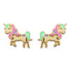 [R7460] - Gold Plated Earrings 'Licorne My Unicorn' Multicolored Gold - 10 Mm