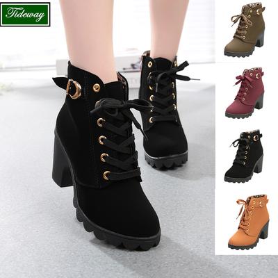 Женские ботильоны на высоком каблуке со шнуровкой, женская обувь на платформе с пряжкой
