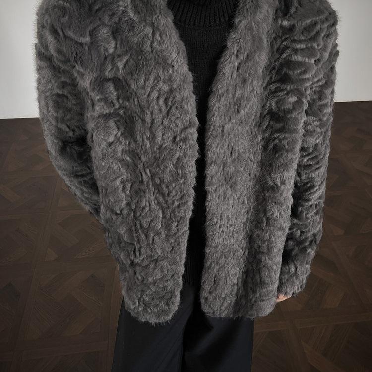 Мужская серая куртка из бархатного искусственного меха под норку с плюшевым хлопком, на меху, утолщенная для ощущения высокого качества